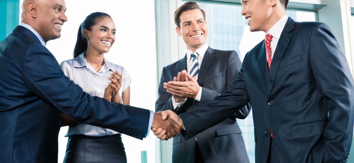 Chinese businessman shaking hands